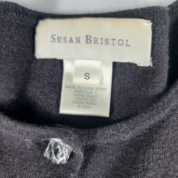 Susan Bristol Black Cocktails Embellished Bling Vintage Cardigan Sweater  Small - Picture 4 of 5